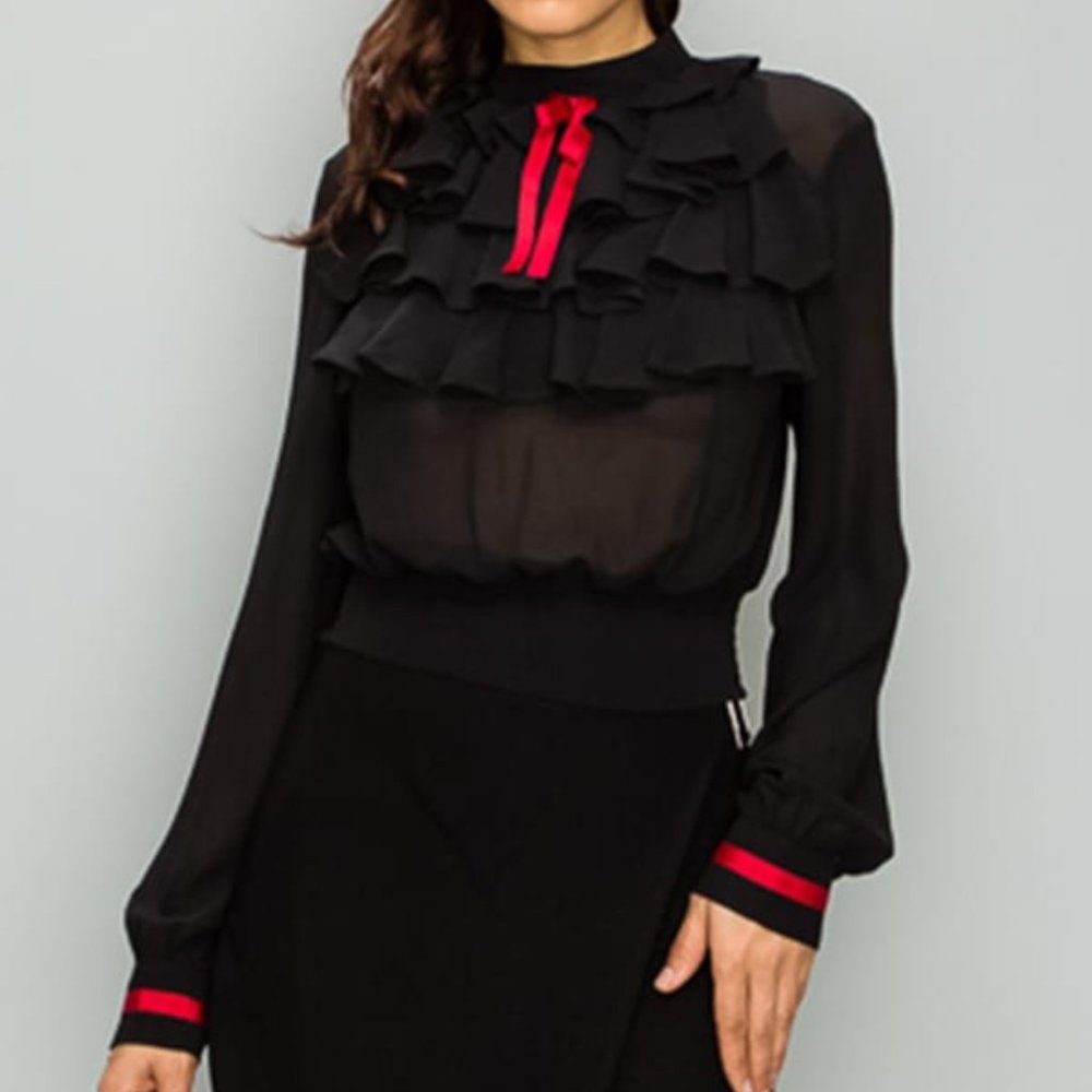 Ruffled Blouse w/Stripes